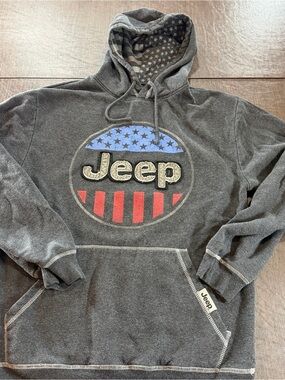 Jedco Jeep Men's Gray Hoodie with American Flag Logo Sz M